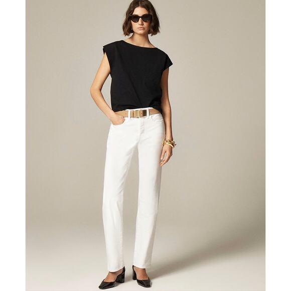J.Crew 1984 Rigid Slouchy Jeans WMNS 29 White Denim High Rise Straight 5-Pockets - Picture 1 of 8